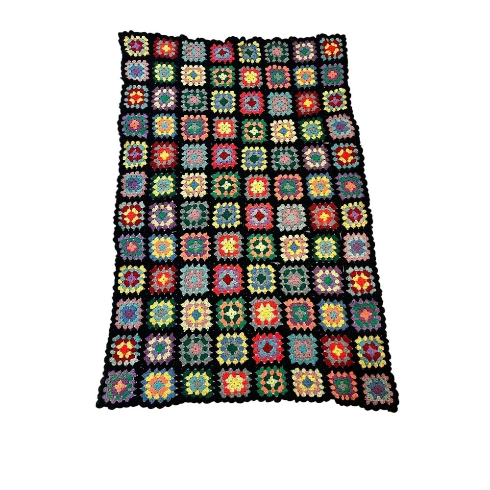 Granny Square Throw Blanket  63 x 42